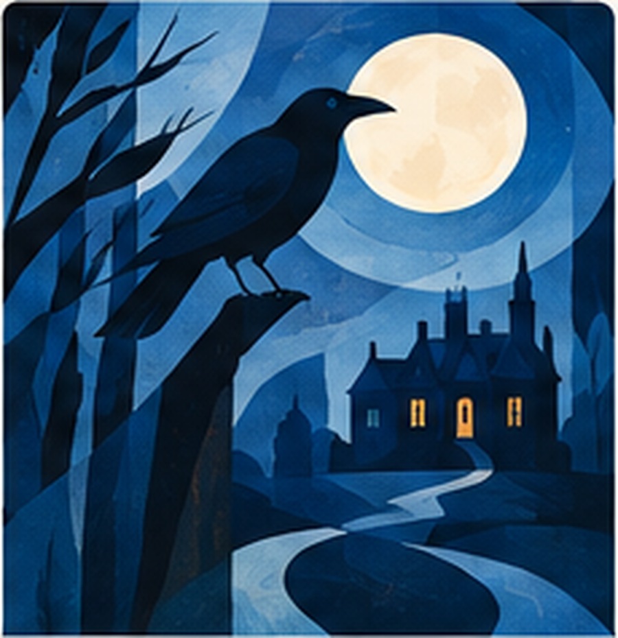 Original modern-art illustration for Edgar Allan Poe
